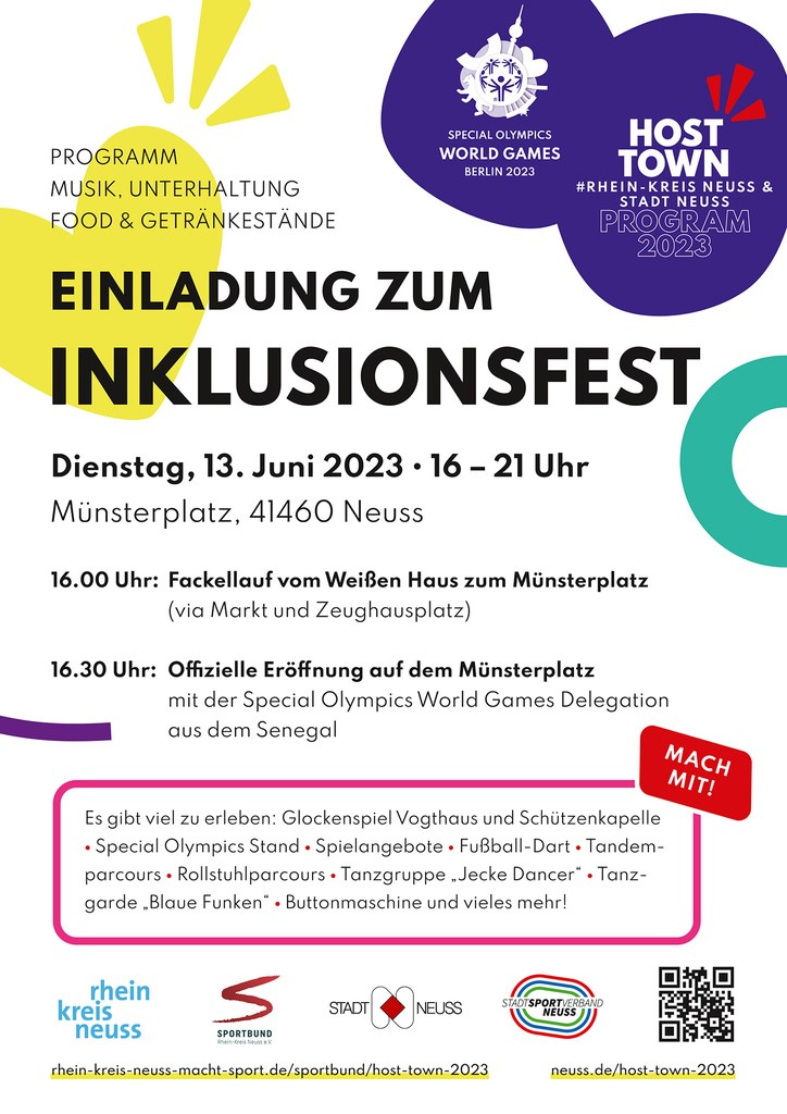 Stadt Neuss - Plakat Inklusionsfest 13. Juni 2023.jpg Plakat des Inklusionsfests auf dem Münsterplatz